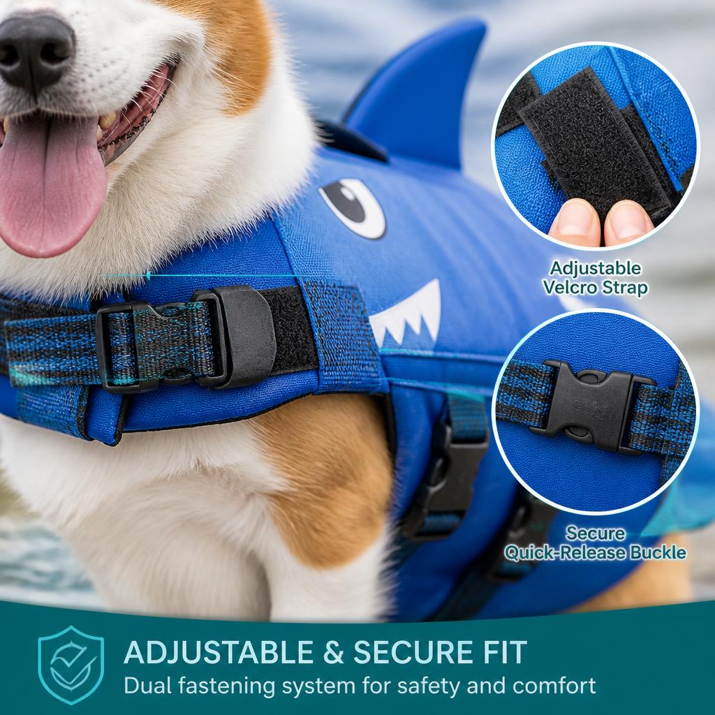 Close-up of the adjustable velcro straps and quick-release buckles on the vest